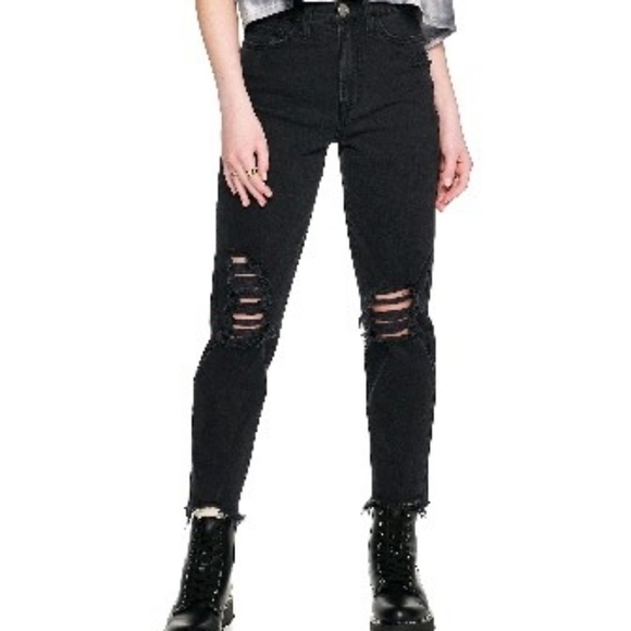 SO Denim - SO distressed denim black mom jeans straight jean
